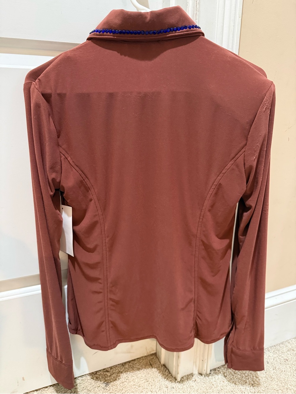 Show Diva Designs Western show stretch shirt Embellished Collar Zip-Front M - Picture 9 of 10